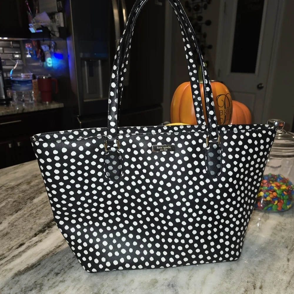 Kate Spade Black and White Polka Dot Tote Bag